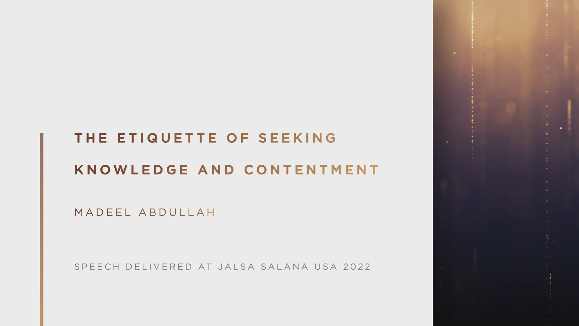 Jalsa Salana USA 2022 - English Speech by Madeel Abdullah Sb